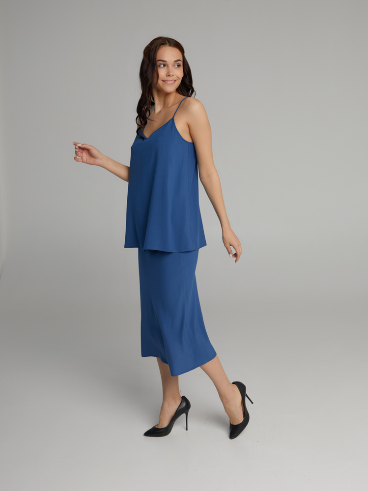 Юбка из струящегося штапеля Pretty Лазурно-синий_10100