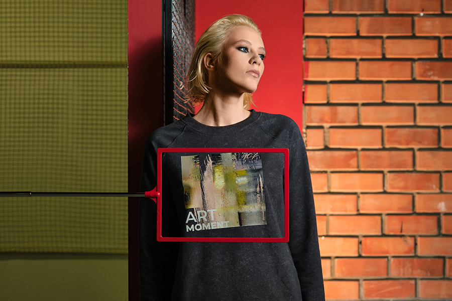 Лонгслив из эластичного футера Art moment Серый туман/ Moment_15300