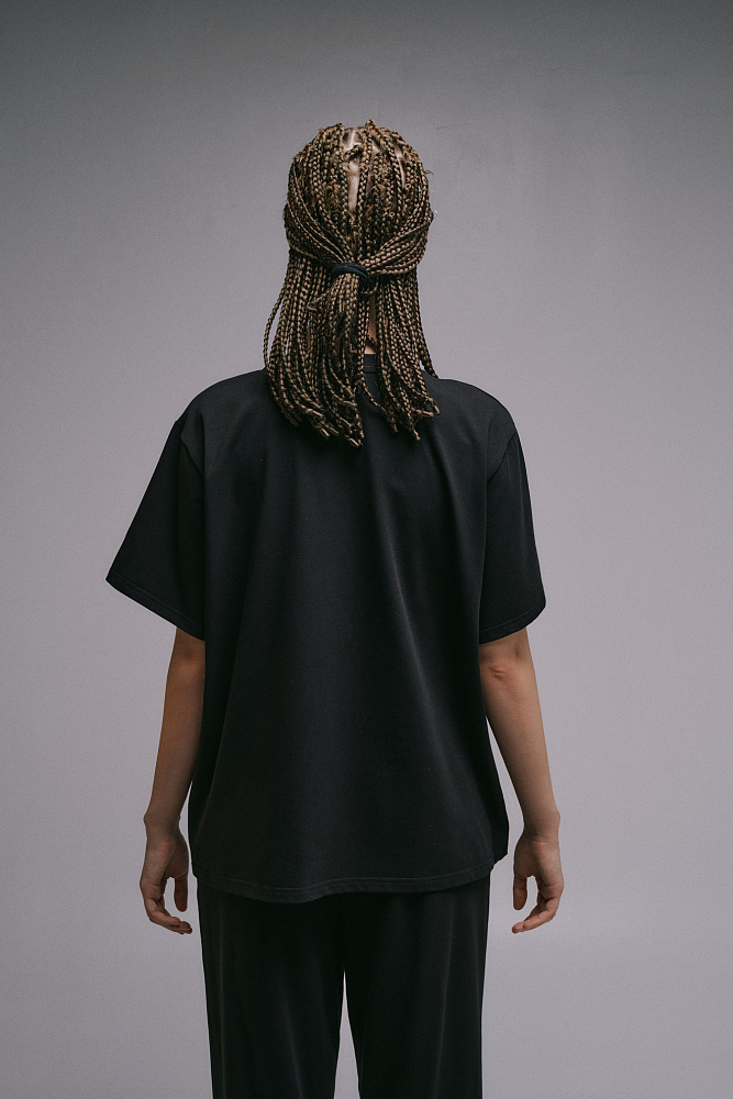 Футболка оверсайз с принтом Altai woman Черный/Горы_16774