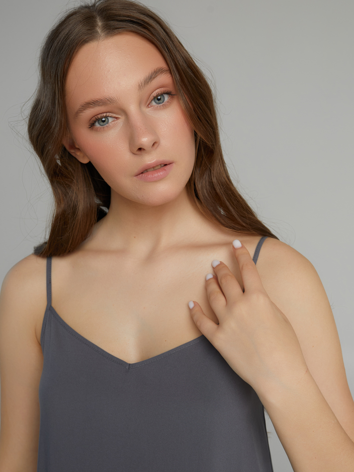 Сорочка из струящегося штапеля Pretty Стальной_10156