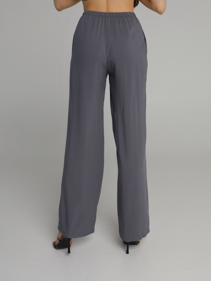 Брюки из струящегося штапеля   Pretty Стальной_10137