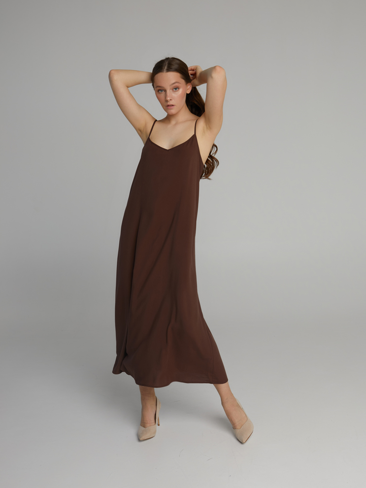 Сорочка из струящегося штапеля Pretty Каштановый_10085