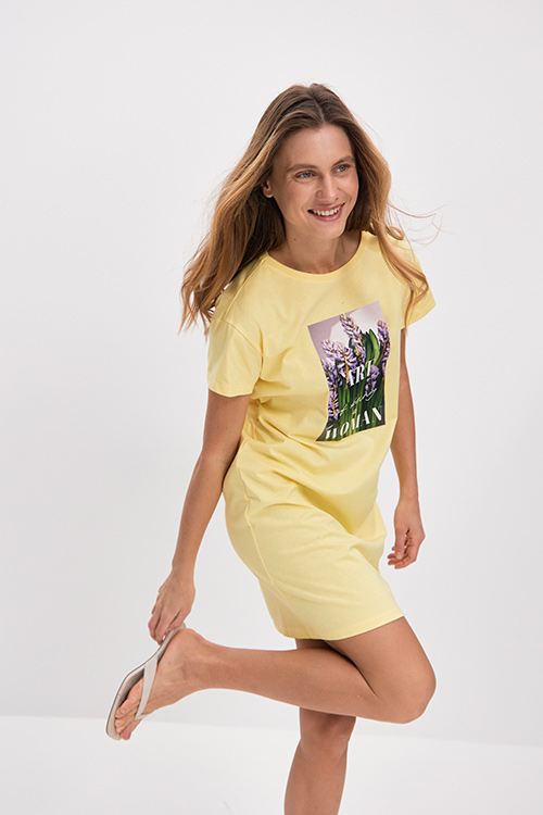 Платье из хлопка Color Print Желтый/Гиацинт_14299
