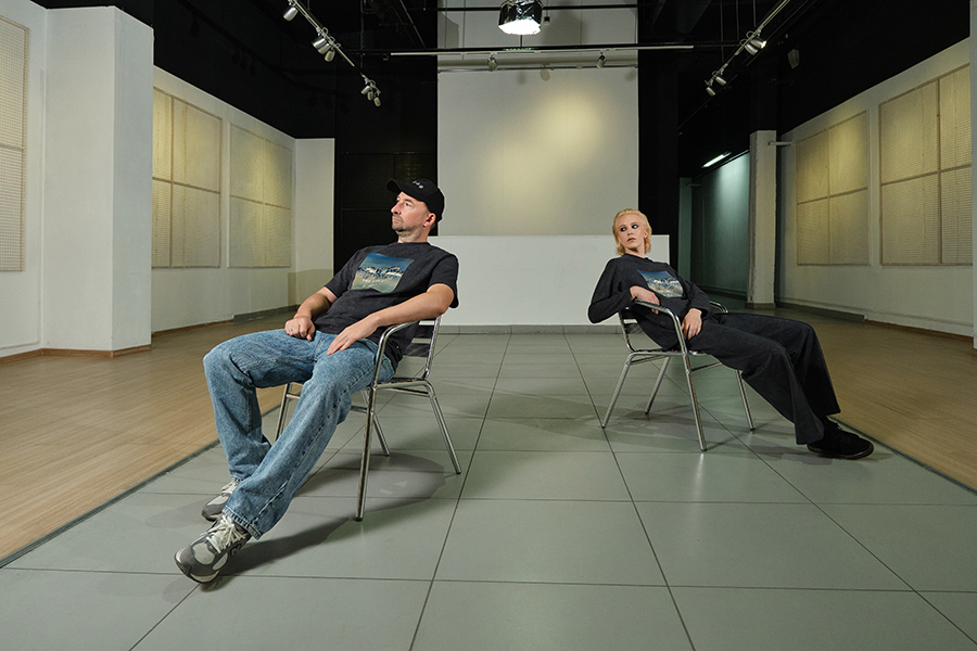 Лонгслив из эластичного футера Art moment Серый туман/ Sky_15251