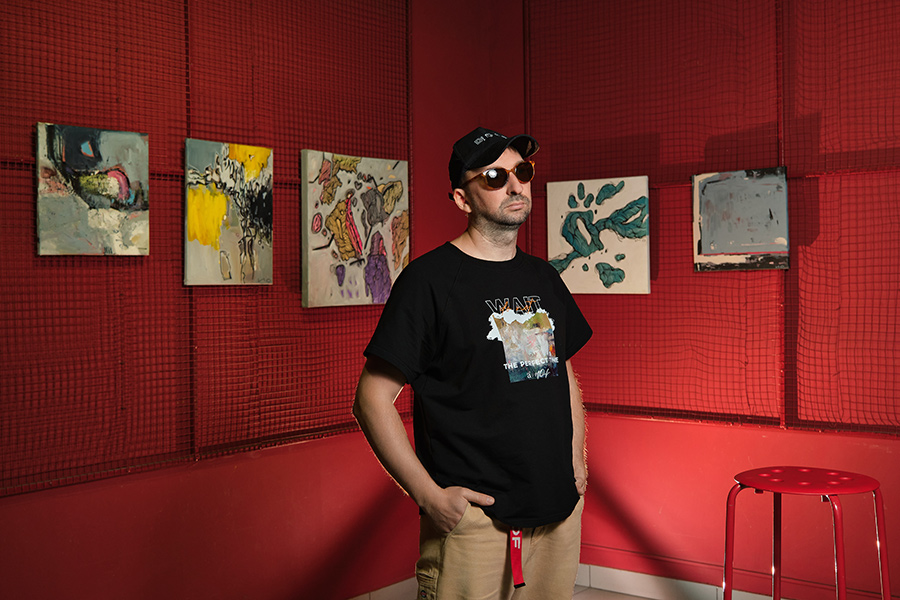 Футболка из футера двунитки с принтом Art moment Черный/Wait_15211