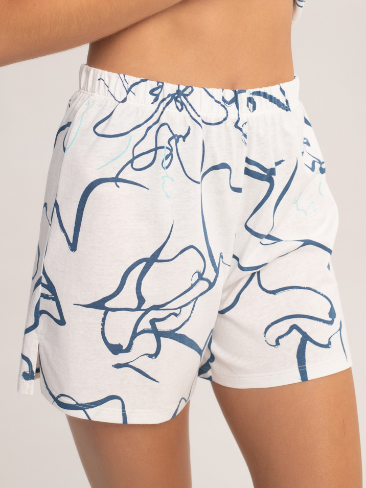 Шорты из хлопка Cozy time Молочный/Цветы_3478