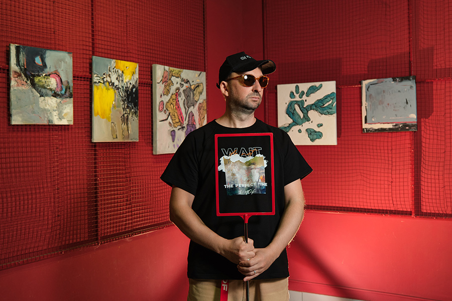 Футболка из футера двунитки с принтом Art moment Черный/Wait_15212