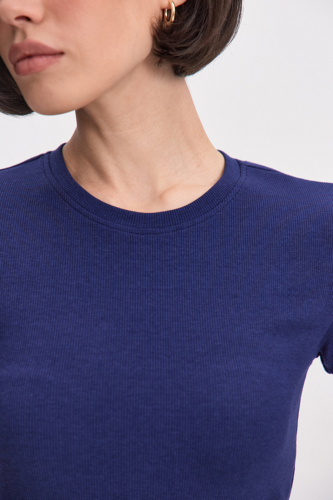 Футболка трикотажная в рубчик Basic Черничный_15646