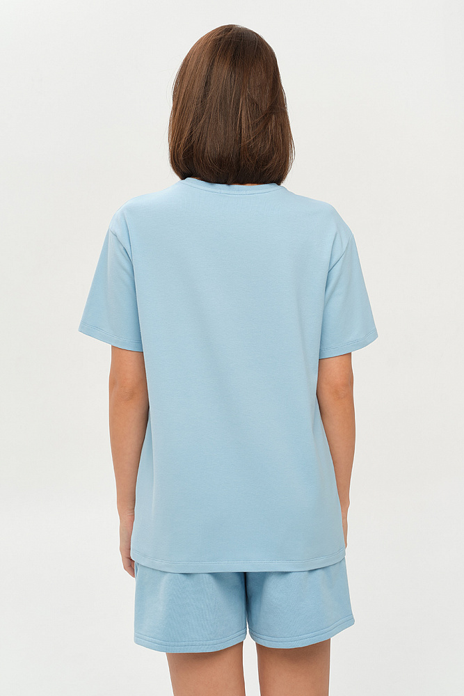 Футболка с принтом Limit Голубой/Яблоня_14432