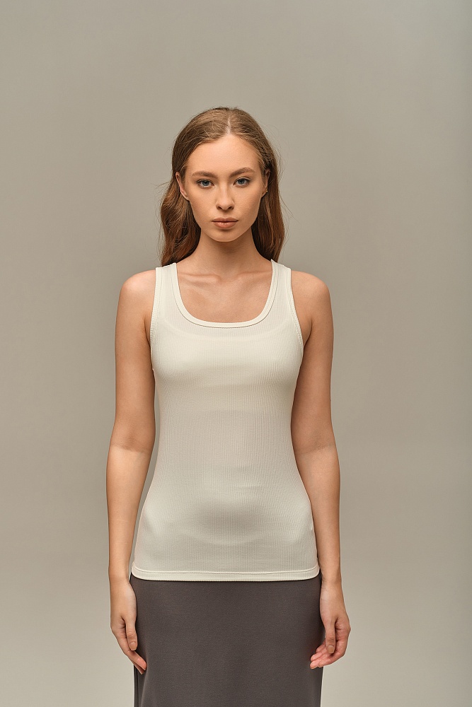 Майка трикотажная в рубчик Flat Молочный_16075