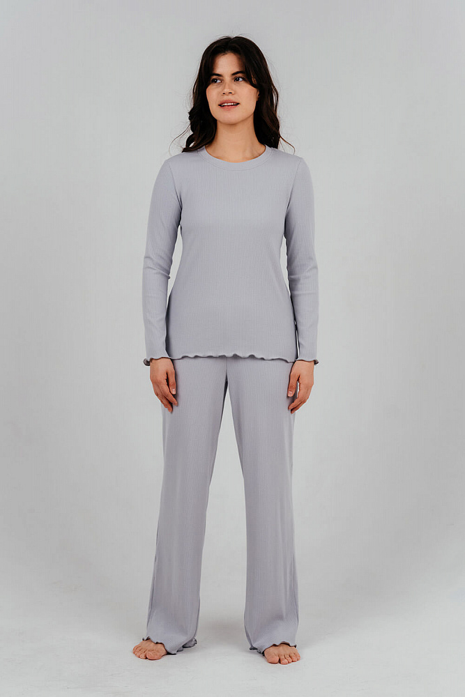 Брюки трикотажные в рубчик Flat Серый_7942
