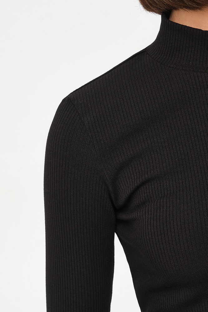 Лонгслив трикотажный в рубчик Flat Черный_16918