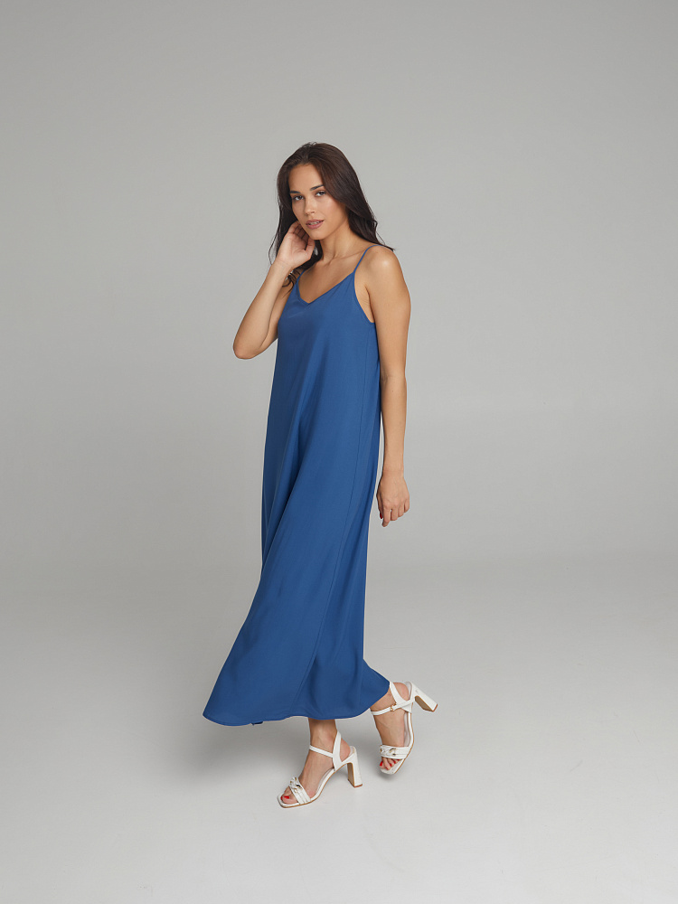 Сорочка из струящегося штапеля Pretty Лазурно-синий_10424