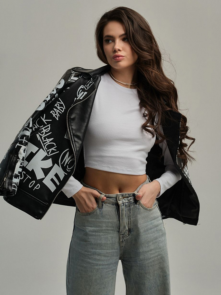 Лонгслив трикотажный в рубчик Basic Белый_11900