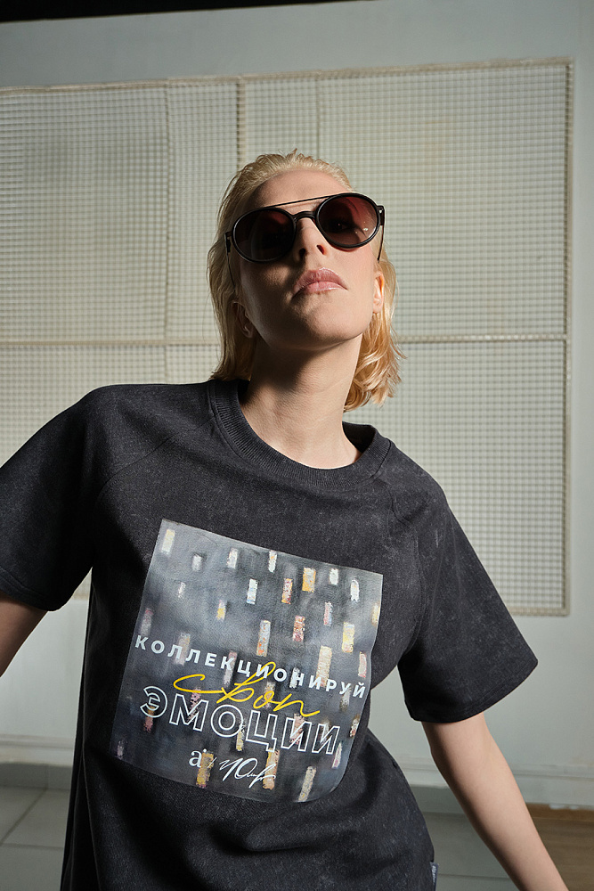 Футболка из футера двунитки с принтом Art moment Серый туман/ Эмоции_15267