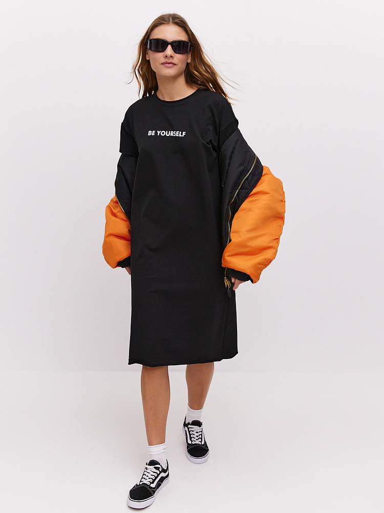 Платье длинное из футера Urban chic Черный_10713