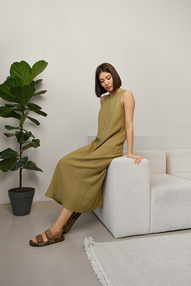 Платье изо льна Sonet Хаки_15140