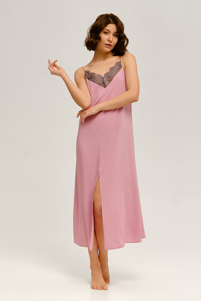 Сорочка из штапеля с кружевом  NINFA Розовый_12786