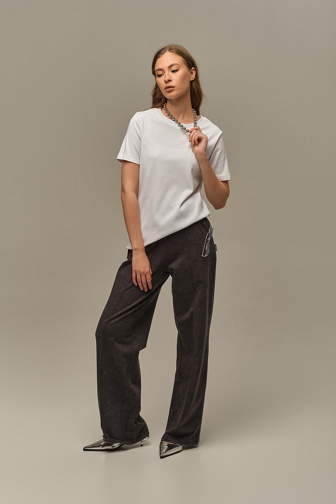 Футболка трикотажная в рубчик Flat Белый_16012