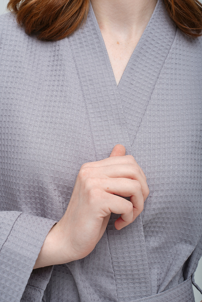 Халат вафельный из хлопка Laura Серый_8658