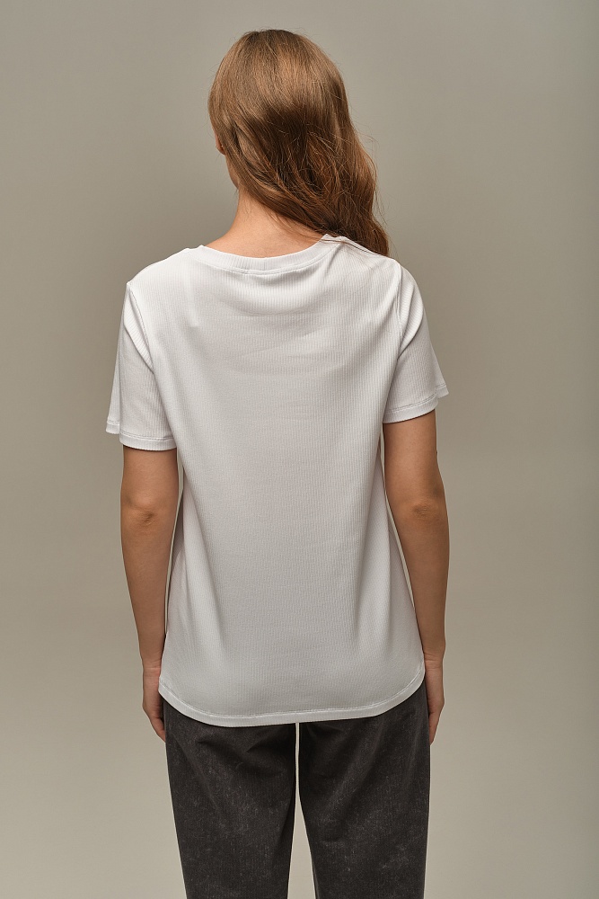 Футболка трикотажная в рубчик Flat Белый_16010