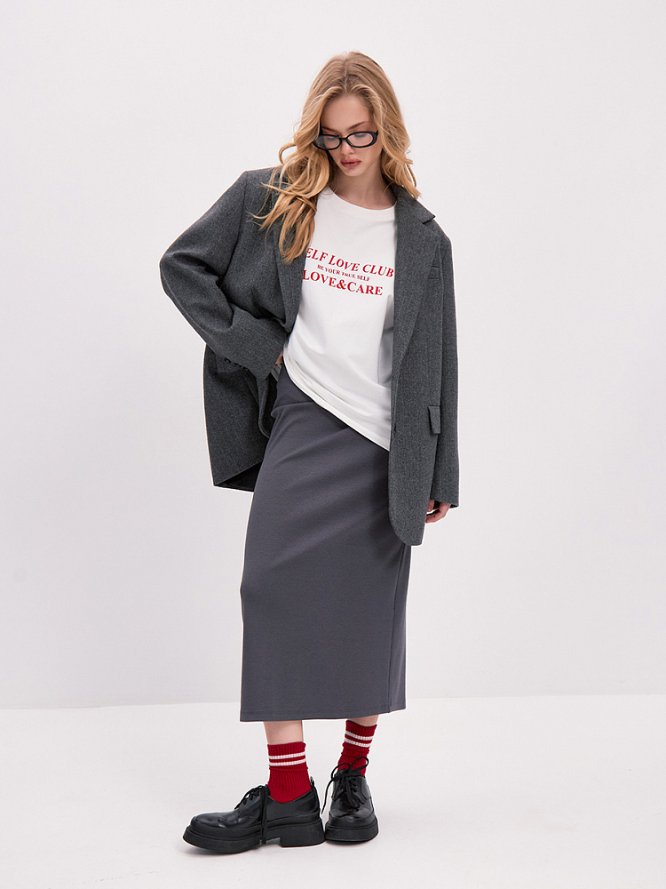 Юбка из рубчика Basic Графит_14010