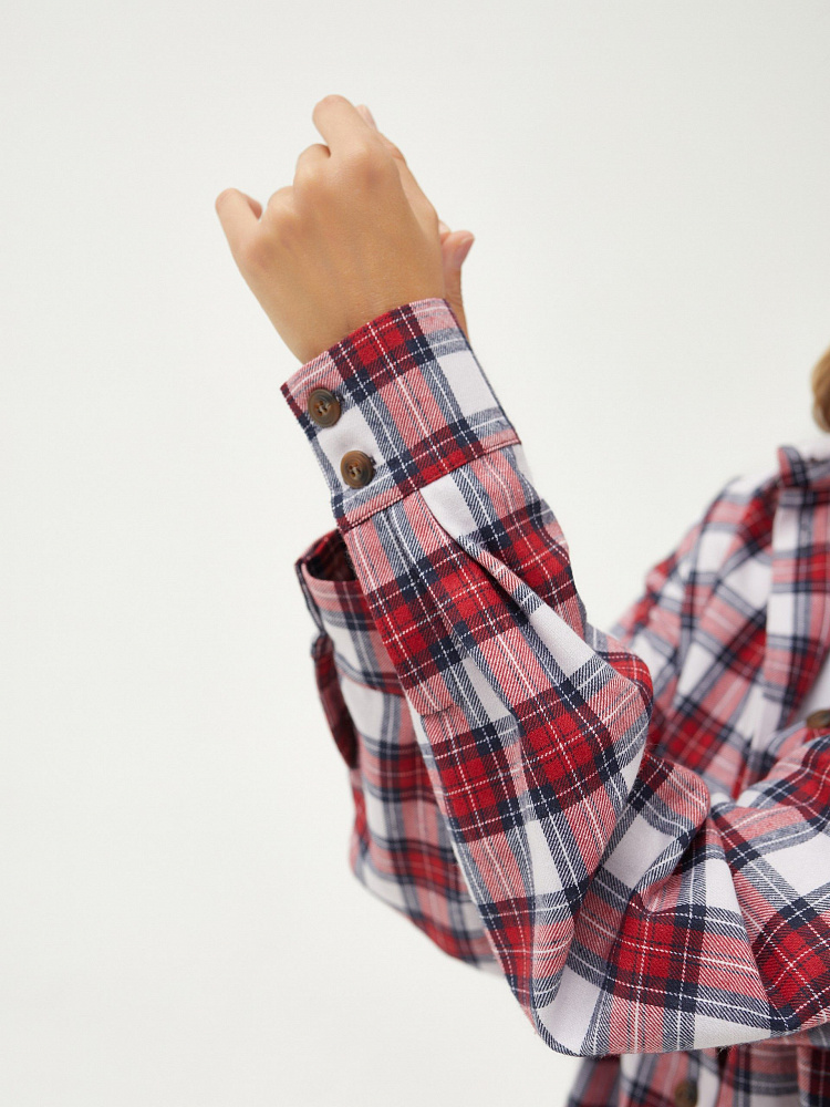 Рубашка с длинным рукавом из хлопка City Красная клетка_11423