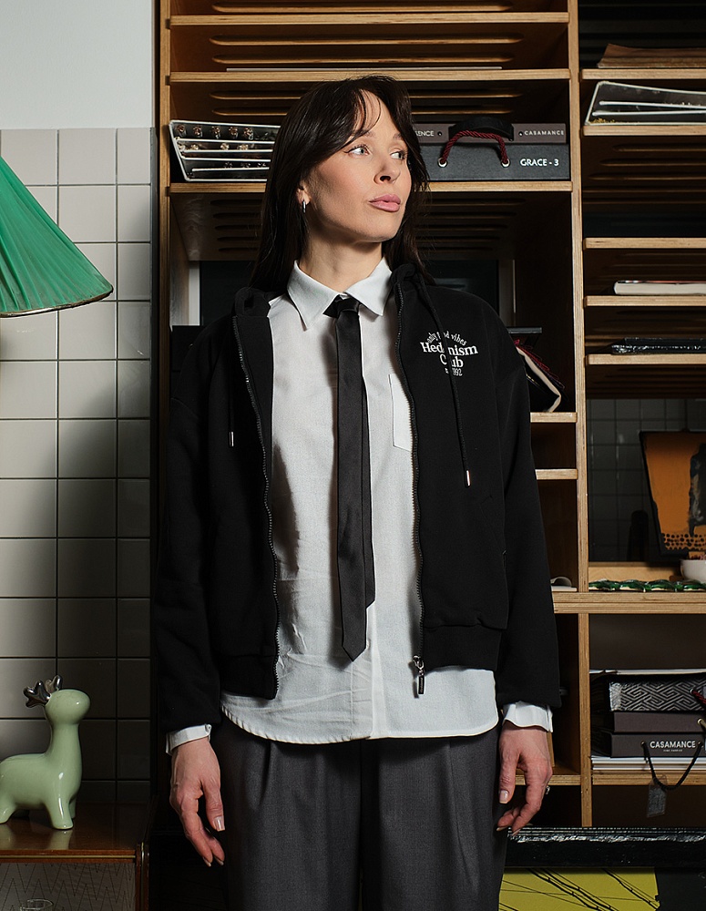 Бомбер из футера Jessy Черный_19172