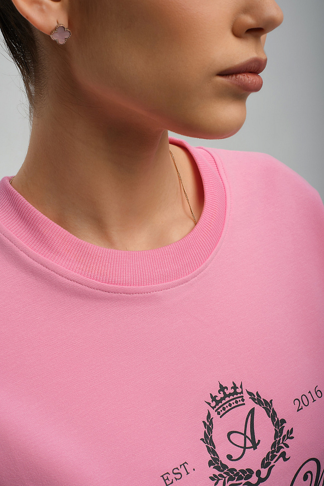 Свитшот из легкого эластичного футера с принтом Urban chic Розовый_9525