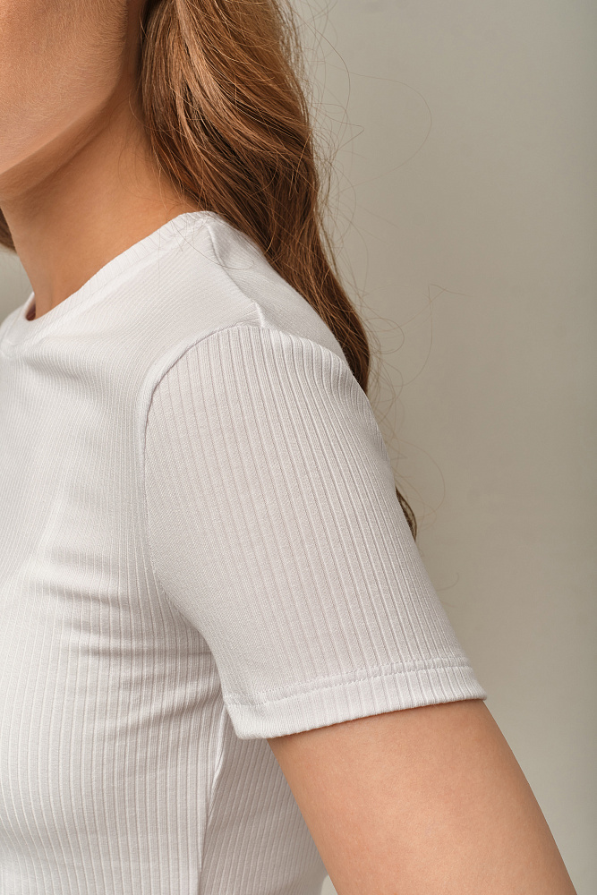 Футболка трикотажная в рубчик Flat Белый_15978