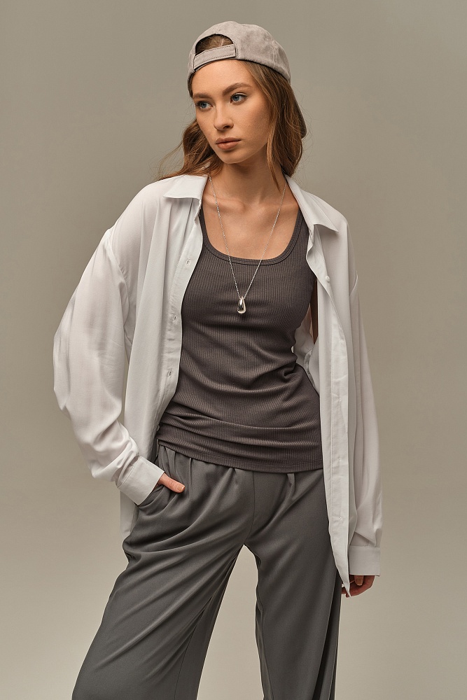 Майка трикотажная в рубчик Flat Графит_16096