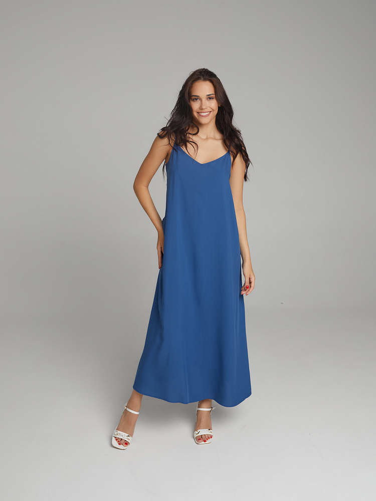 Сорочка из струящегося штапеля Pretty Лазурно-синий_10422