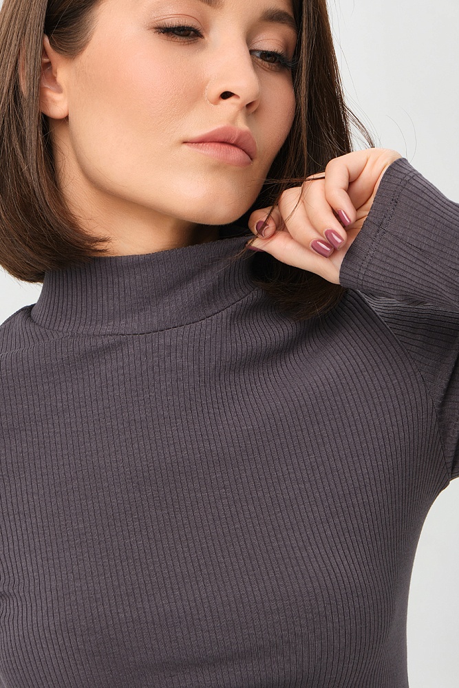 Лонгслив трикотажный в рубчик Flat Графит_16867