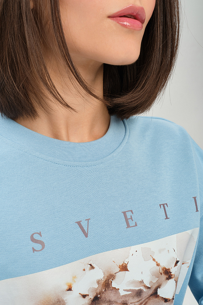 Свитшот из футера Art place Голубой/Хлопок_14383