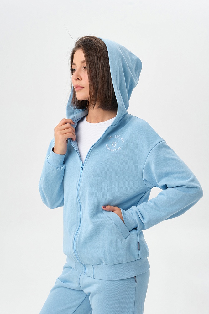 Худи на молнии из футера Art place Голубой_16792