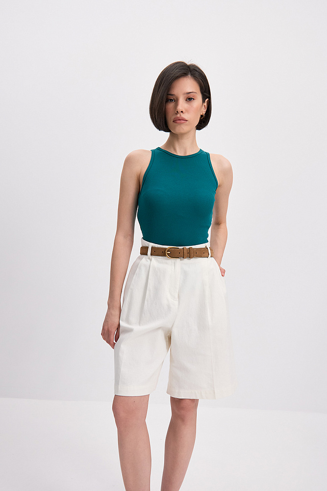 Майка Американка трикотажная в рубчик Basic Зеленый сапфир_15686