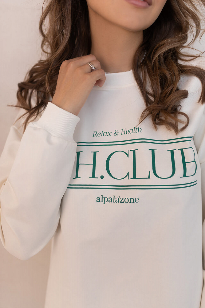 Свитшот из легкого эластичного футера Urban chic Молочный_5804