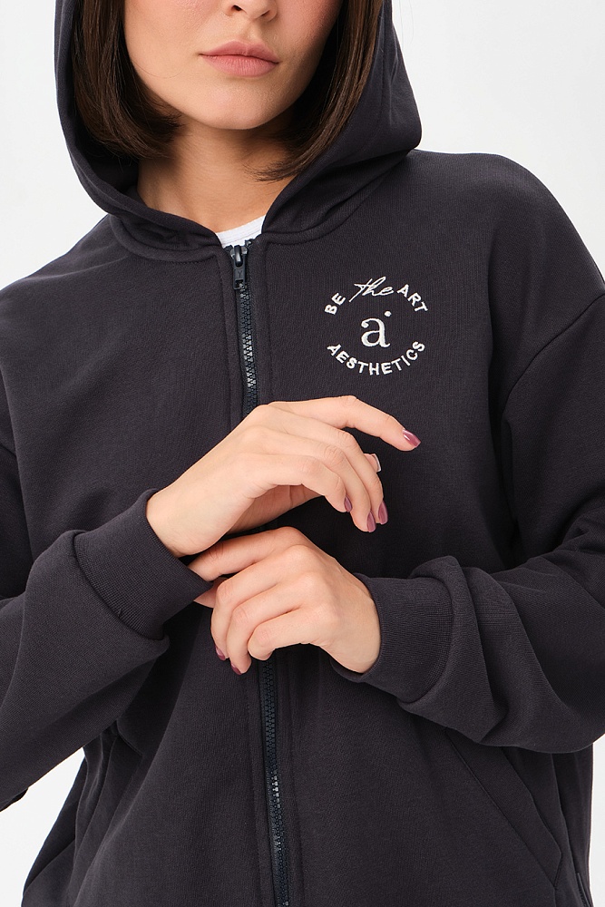 Худи на молнии из футера Art place Графит_16807