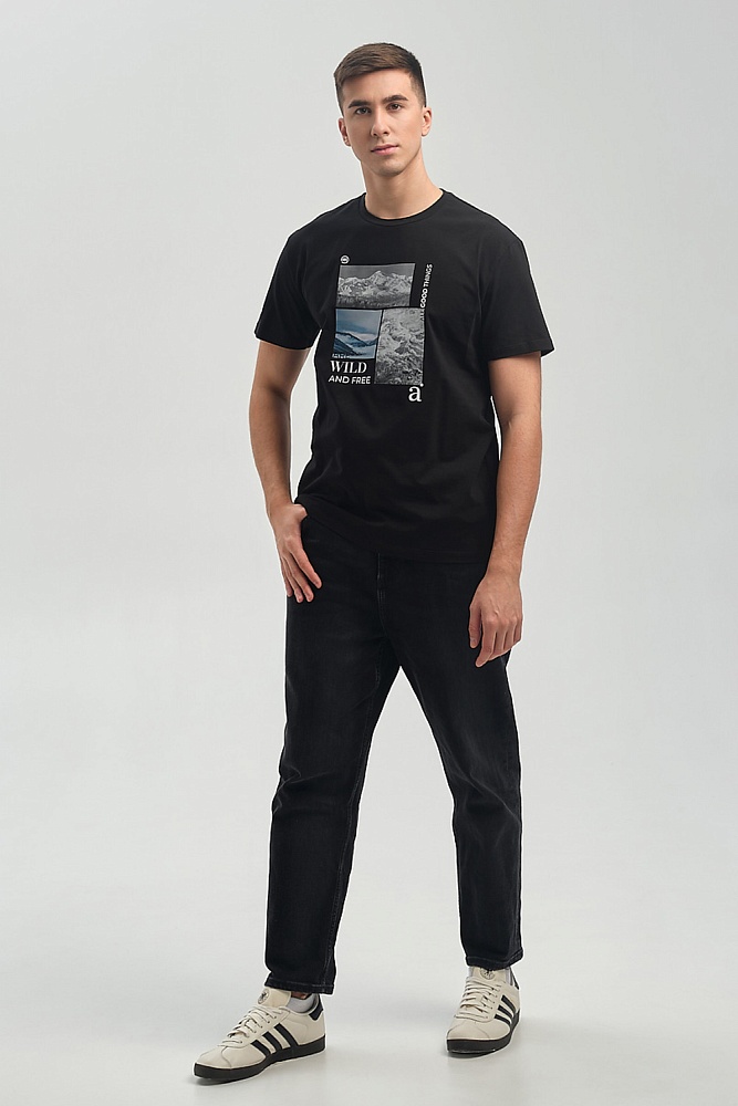 Футболка мужская с принтом Altai man Черный/Горы чб_16721