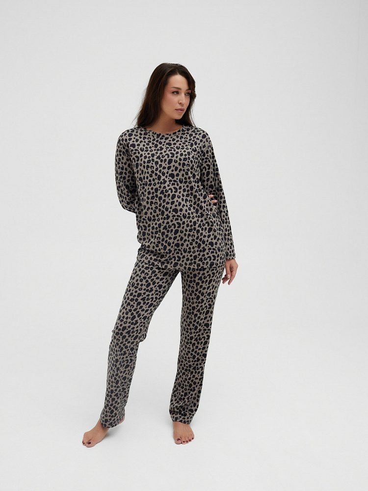 Лонгслив с принтом Kris Серый леопард_11757