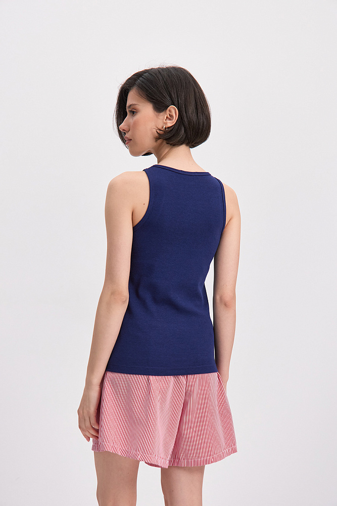 Майка Американка трикотажная в рубчик Basic Черничный_15694