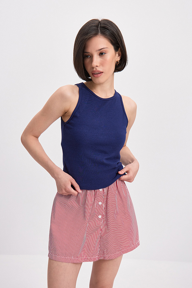 Майка Американка трикотажная в рубчик Basic Черничный_15697