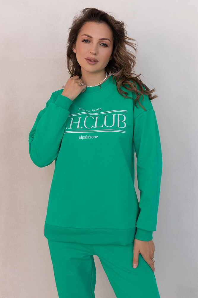 Свитшот из легкого эластичного футера Urban chic Зеленый_5809