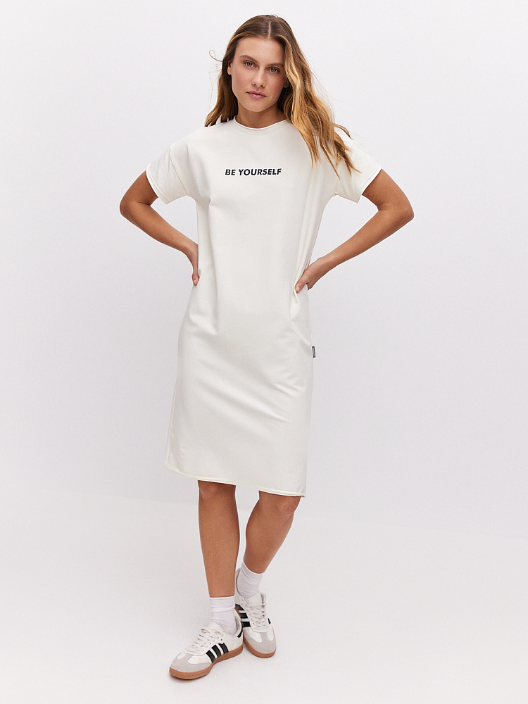 Платье длинное из футера Urban chic Молочный_10709