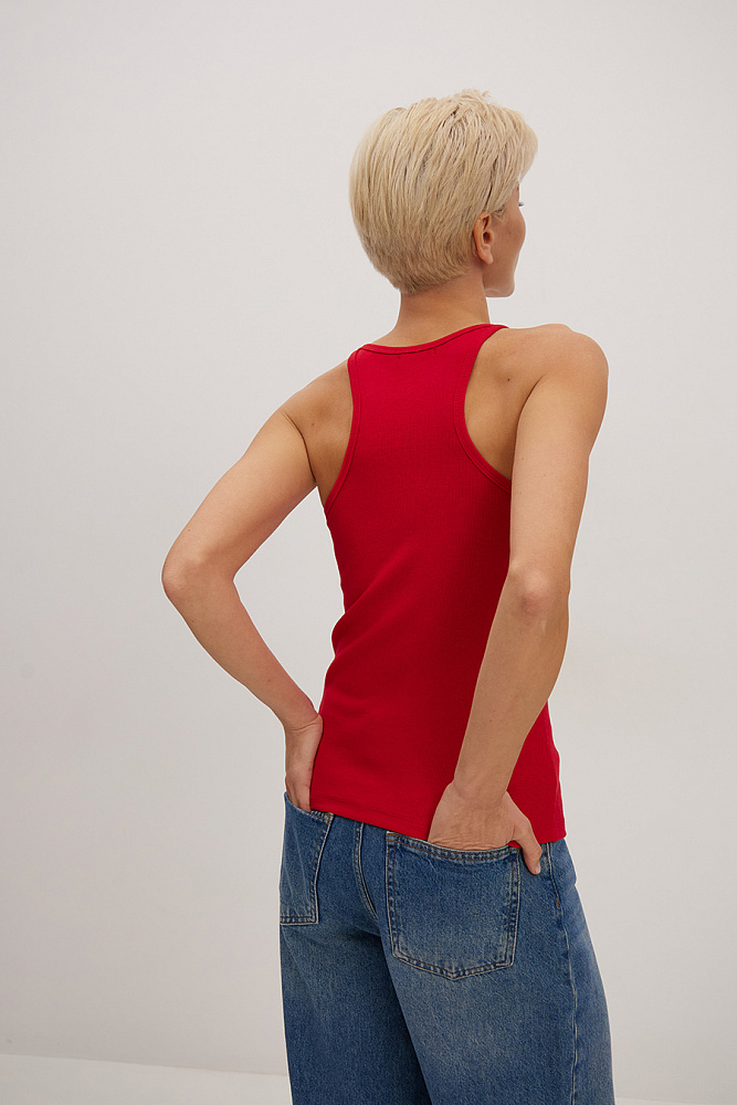 Майка трикотажная в рубчик Basic Красный_13964