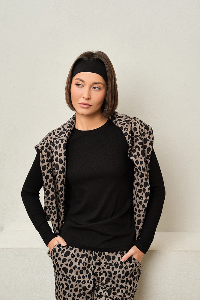Лонгслив с принтом Kris Серый леопард_17421