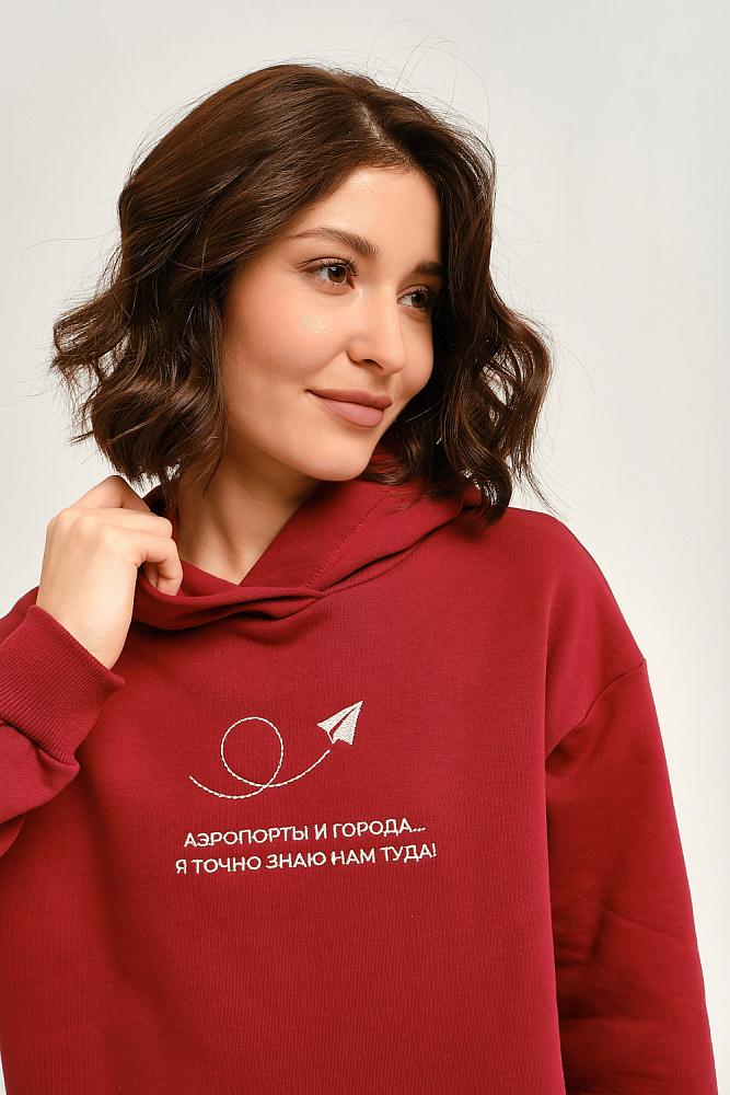 Худи с начесом Lori Бордовый_12795