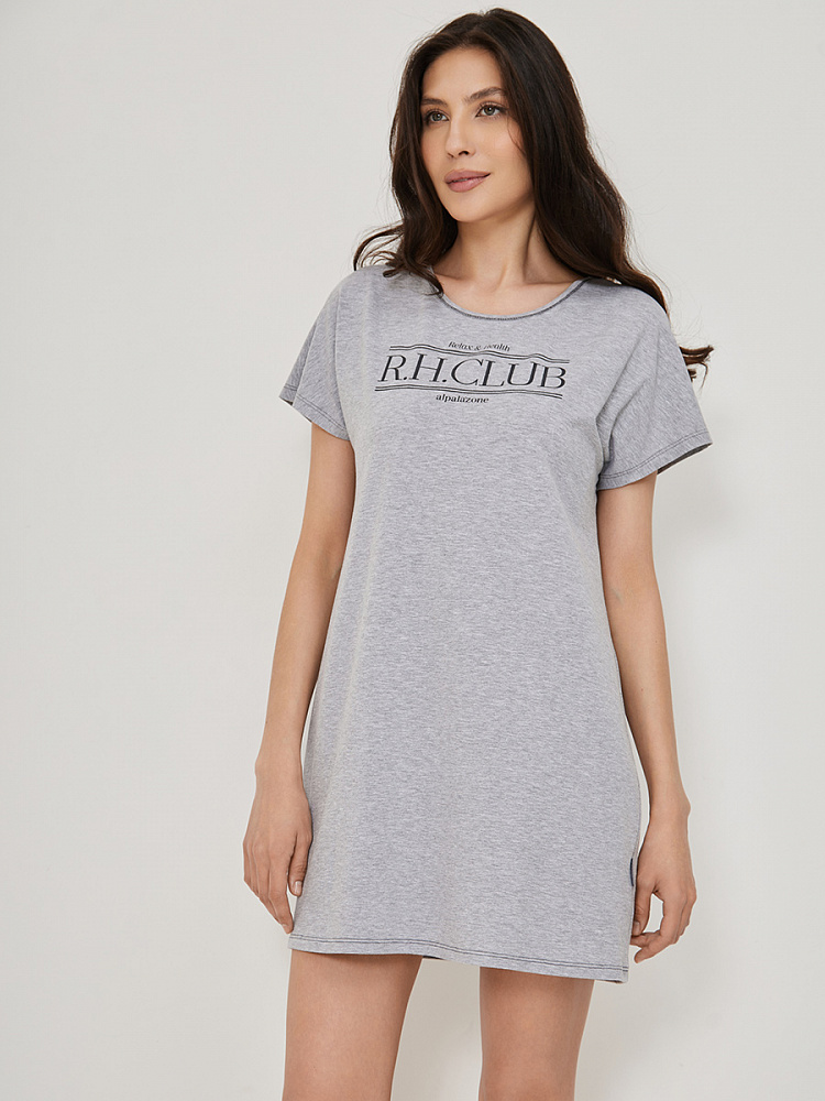 Платье сорочка с принтом и вырезом на спине  Medea Серый/меланж_13288