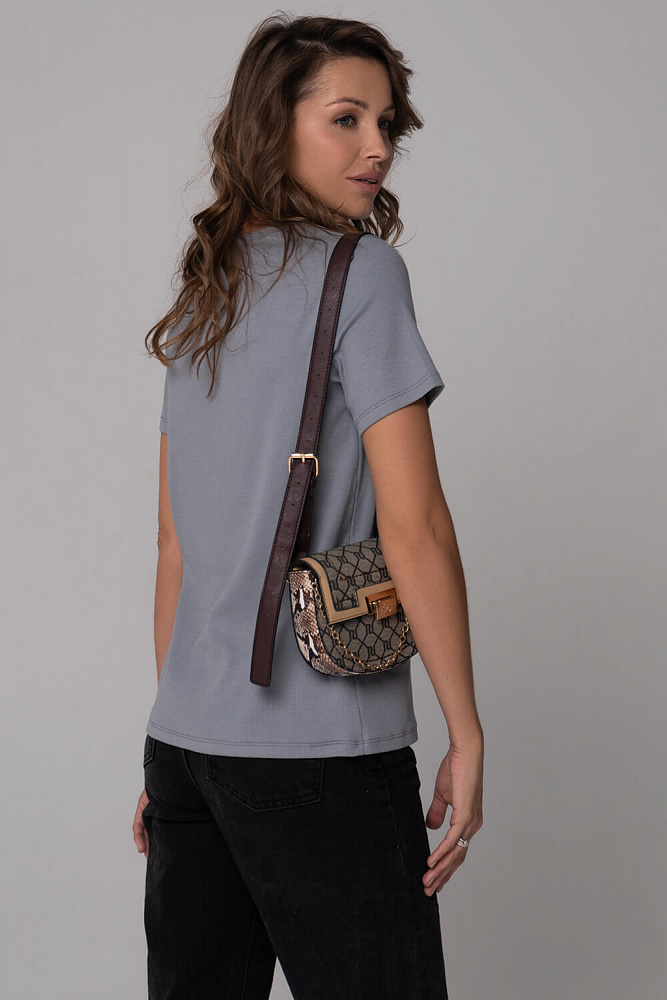 Тёмно-серая футболка базовая в рубчик хлопок Basic_6487