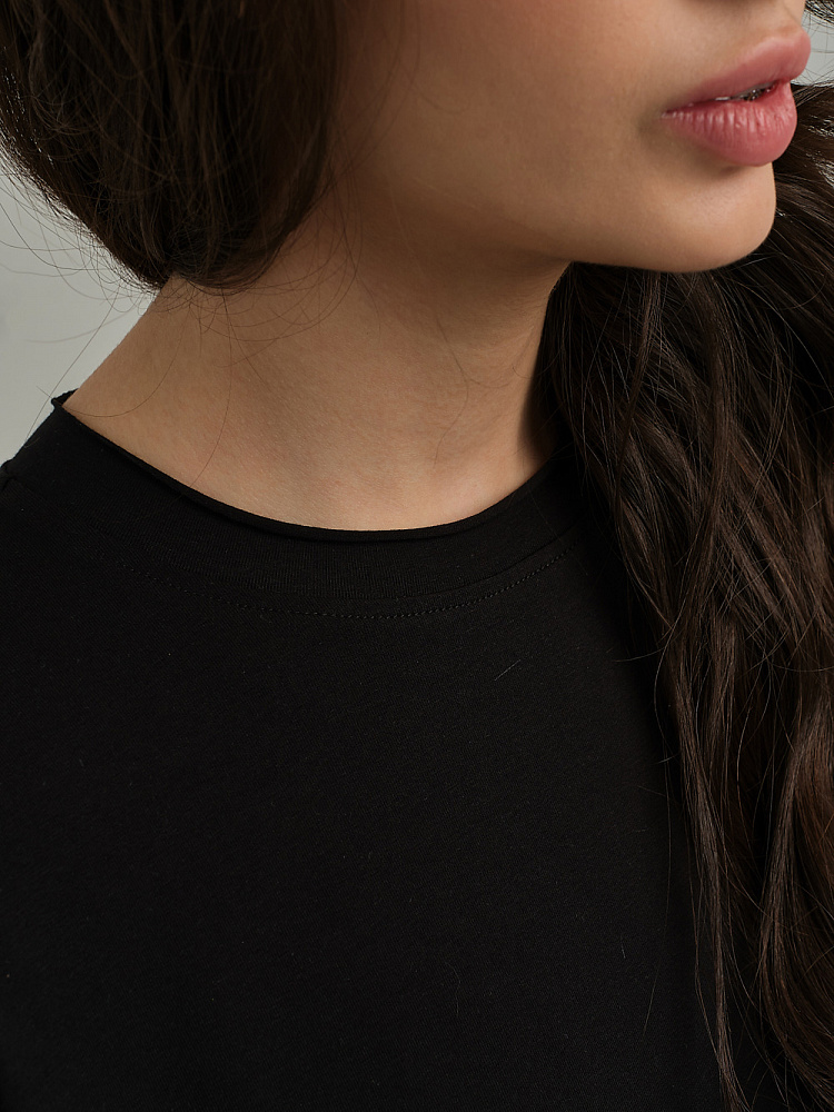 Футболка из эластичного хлопка May Черный_11075